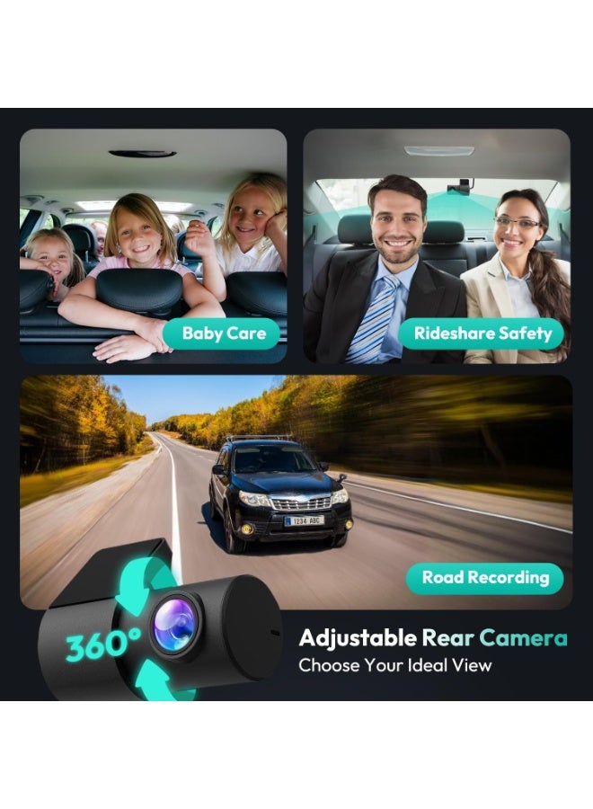 بوتسلاب كاميرا أمامية وخلفية مزدوجة من BOTSLAB بدقة 4K+2K، مزودة بتحكم صوتي، ونظام STARVIS، وتنبيهات نظام مساعدة السائق المتقدم (ADAS)، ورؤية ليلية فائقة الوضوح، ومراقبة ركن السيارة على مدار الساعة، وواي فاي 5.8 جيجاهرتز ونظام تحديد المواقع العالمي (GPS)، وبطاقة ذاكرة 64 جيجابايت مجانية، وتسجيل متواصل - Image 5